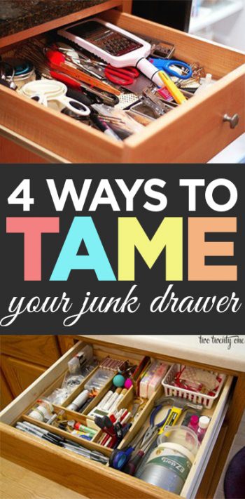 Junk drawer, junk drawer organization, organization, popular pin, DIY organization, storage ideas, home improvement, tame the clutter, clutter free living.