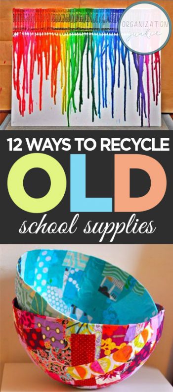 Recycling School Supplies, Craft Projects, Old School Supplies, Things to Do With Old School Supplies, School Supplies Craft Projects, Simple Craft Projects, Quick Crafts for Kids, Kids Craft Activites, Popular Pin.