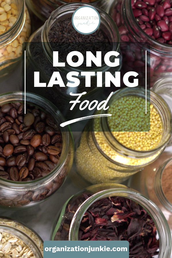 A good COVID-19 defense plan requires the right long lasting foods. Add these long lasting foods to your pantry to make sure you and your family are fed, even when shelves are empty at the grocery store. #organizationjunkieblog #COVID19 #longlastingfood #foodstorage