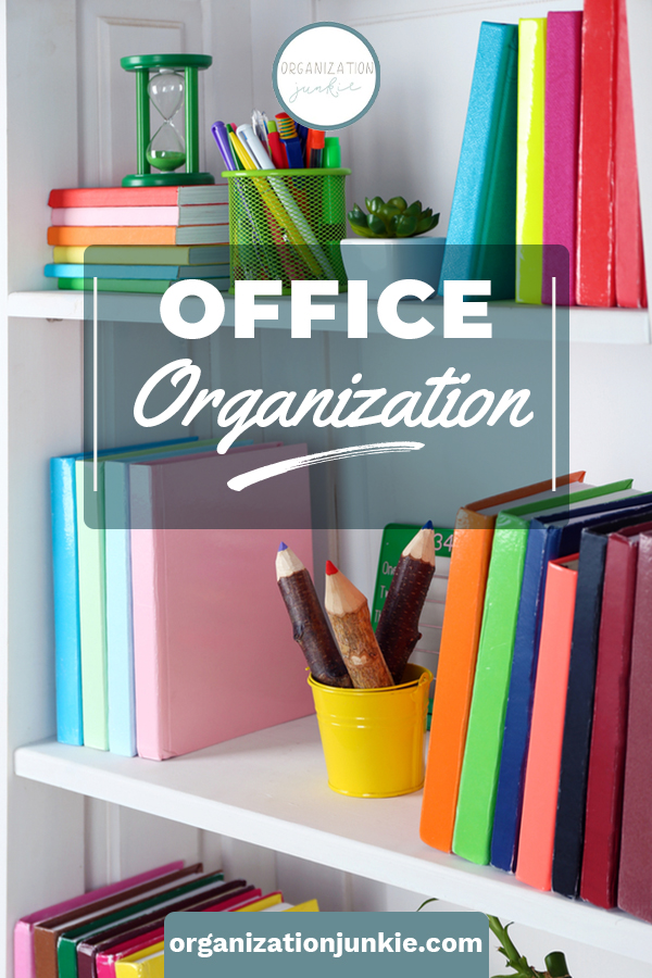 With the right home office organization, working from home can be more efficient--and even enjoyable. Smart organization hacks help you organize your files, your office supplies, and keep better track of your ongoing projects. #organizationjunkieblog #homeofficeorganization