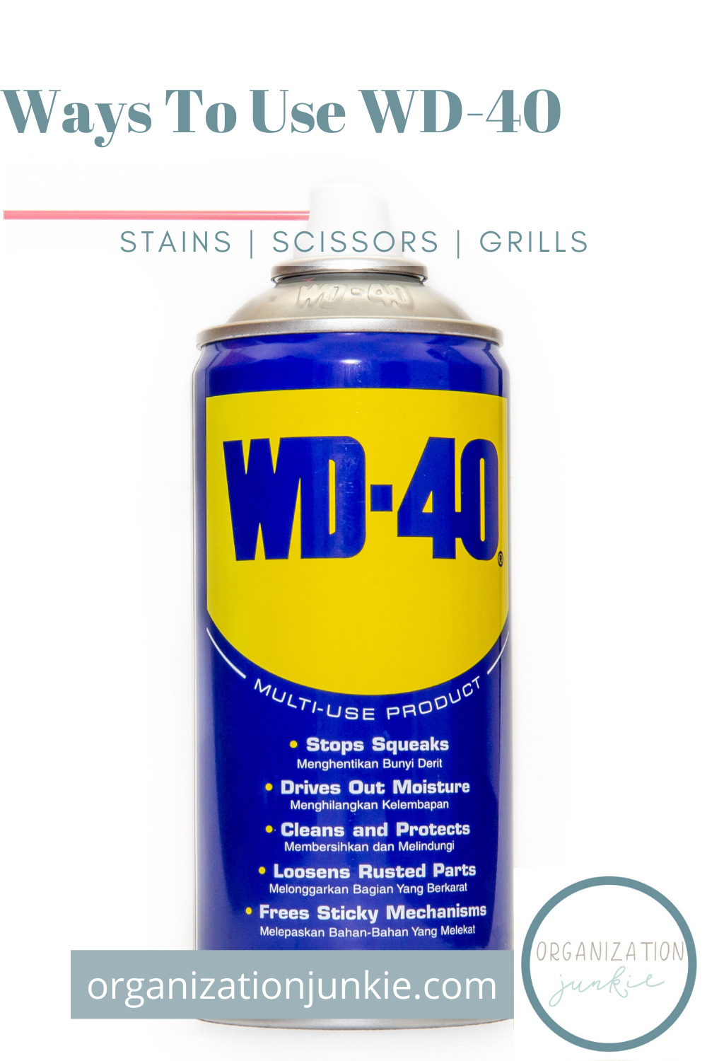 If you're like the majority of the world, you're always looking for cleaning tips! Did you know that WD-40 can help you clean your bathroom? See how! #waystousewd40 #cleaningtips #cleaninghacks #organizationjunkieblog