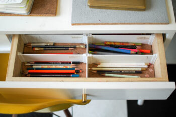 Craft room organization-drawer with organized pencils
